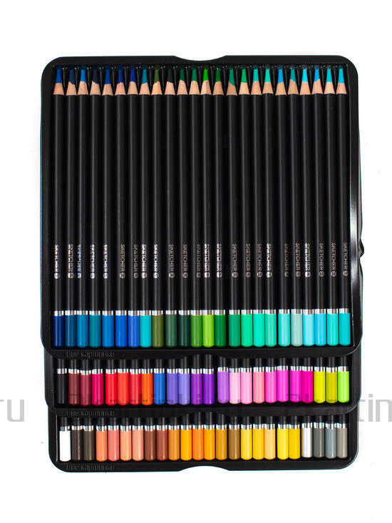 Тип товара Коробка 12 штук.: Цветные  карандаши "Две картинки" 72 шт., точилка, раскраска