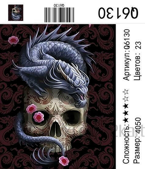 Картина по номерам 40x50 Дракон и череп