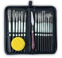 Без бренда «Набор кистей для рисования в чехле, премиум набор (15 нейлоновых кистей, 1 мастихин) белые» во Владивостоке