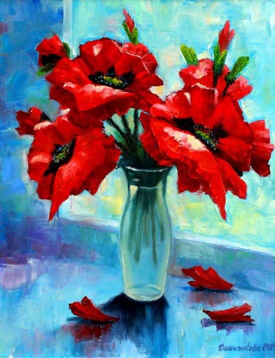 Картина по номерам 40x50 GX32983 Букет красных маков за 519 руб.  в интернет-магазине  во Владивостоке Картина по номерам 40x50 Букет красных маков