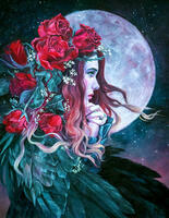 Без бренда «Девушка с розами в волосах на фоне луны» во Владивостоке в интернет-магазине во Владивостоке Без бренда «Девушка с розами в волосах на фоне луны» во Владивостоке