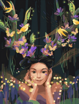 Без бренда «Темноглазая девчонка с цветами и птицами в волосах» во Владивостоке в интернет-магазине  во Владивостоке Без бренда «Темноглазая девчонка с цветами и птицами в волосах» во Владивостоке