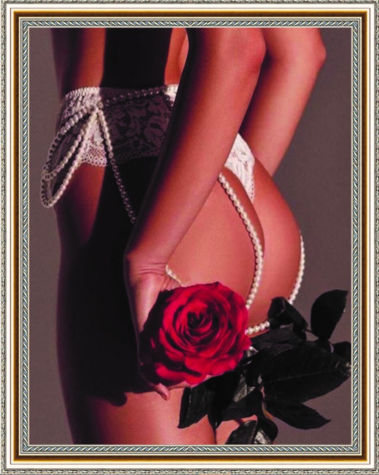Алмазная мозаика 40x50 Еротические трусики и красная роза
