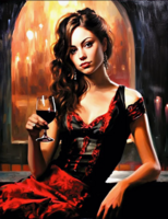 Без бренда «Обворожительная брюнетка с бокалом красного вина» во Владивостоке в интернет-магазине  во Владивостоке Без бренда «Обворожительная брюнетка с бокалом красного вина» во Владивостоке