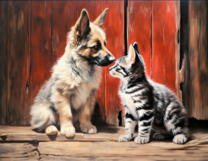 Без бренда «Знакомство котенка и щенка» во Владивостоке в интернет-магазине во Владивостоке Без бренда «Знакомство котенка и щенка» во Владивостоке