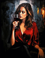 Без бренда «Девушка в красном платье с бокалом вина» во Владивостоке в интернет-магазине  во Владивостоке Без бренда «Девушка в красном платье с бокалом вина» во Владивостоке