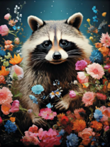 Енот в ярких цветах