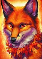 Без бренда «Хитрая лиса с осенним венком» во Владивостоке в интернет-магазине  во Владивостоке Без бренда «Хитрая лиса с осенним венком» во Владивостоке