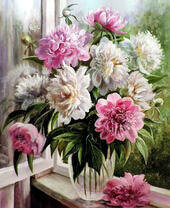 Без бренда «Пионы в прозрачной вазе у окна» во Владивостоке